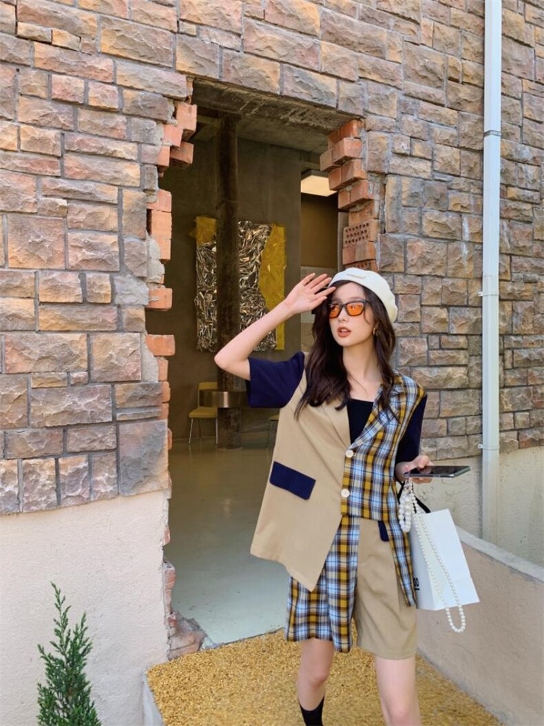 格子套装，女装职业装，YOUER DENG