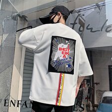 2021夏季新款潮男宽松五分袖印花男士潮流短袖T恤男A436-H33，男装T恤，电商A436