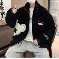美式羊羔绒衣外套男士秋冬季高街慵懒风宽松立领服W6318-P75，男装棉衣，星座512-3