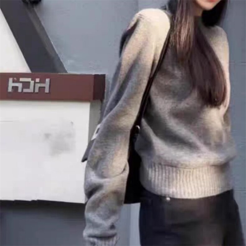 时尚百搭黑色短款圆领女士羊毛衫羊毛显瘦修身毛衣,女装羊毛衫,旭驰羊绒