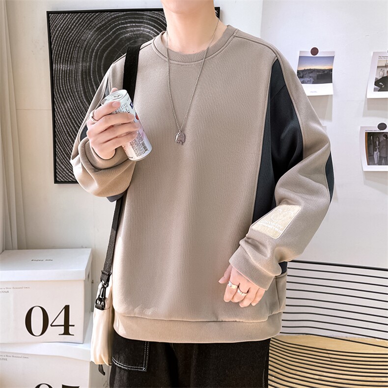 万件现货港风宽松落肩潮牌时尚男式圆领套头卫衣男女同款图片