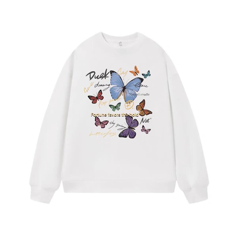 2025年秋季圆领单件复古蝴蝶卫衣，女装卫衣/绒衫，湘姗