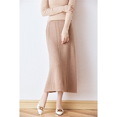 优雅显瘦高腰半身裙女秋冬中长款百搭纯色针织裙，女装半身裙，绒汀羊绒