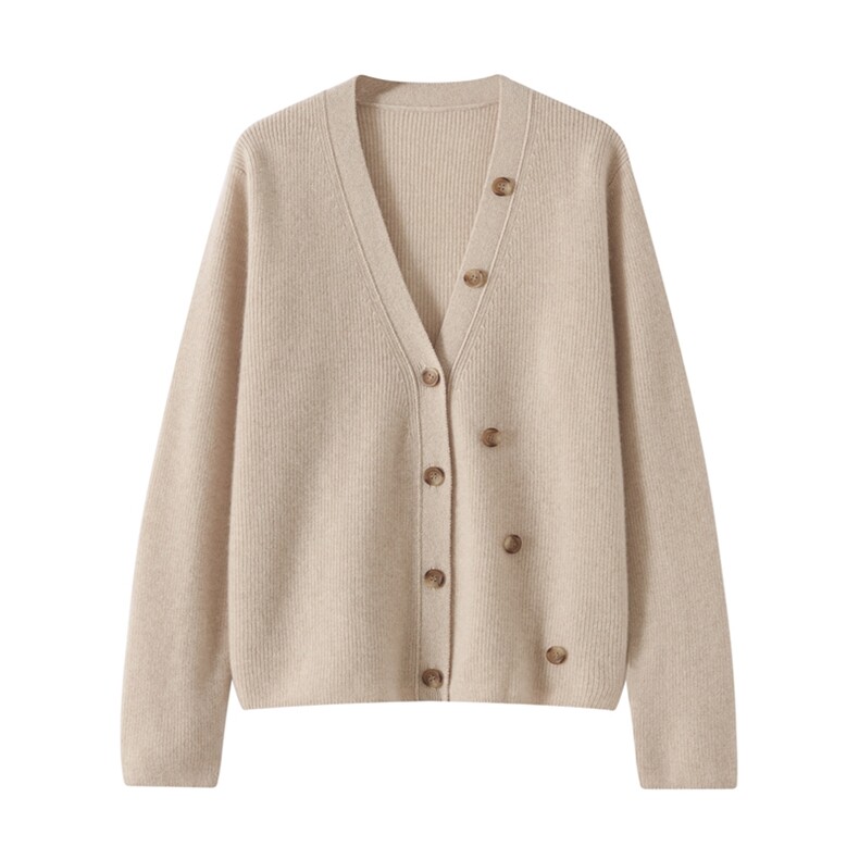 2025年秋季新款百搭女士V领元宝多扣开，女装羊绒衫，品秋羊绒