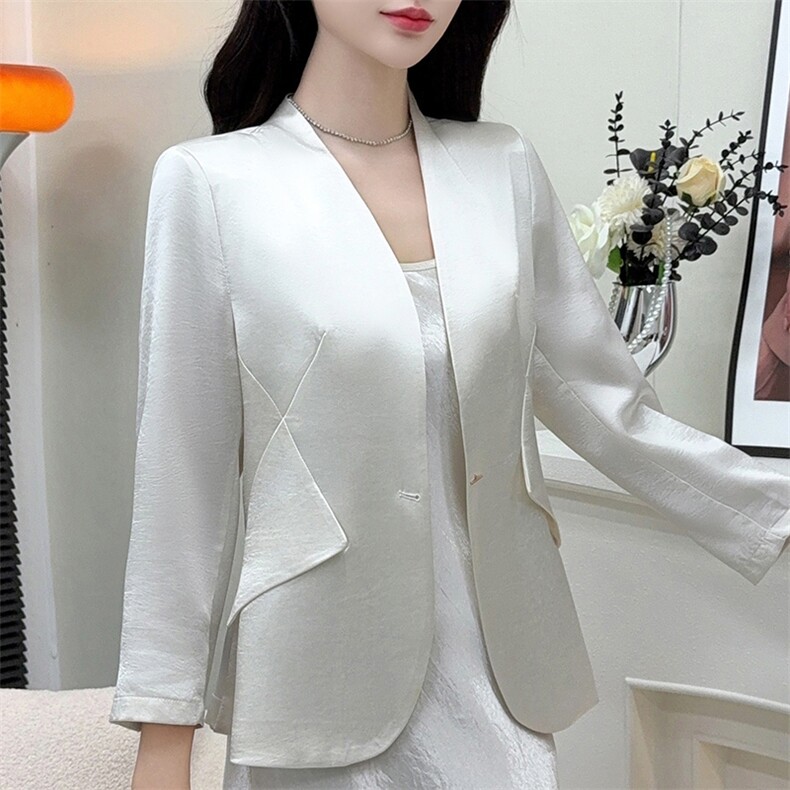 女士时尚气质百搭丝滑缎面西服外套,女装西装,佳绒高端店