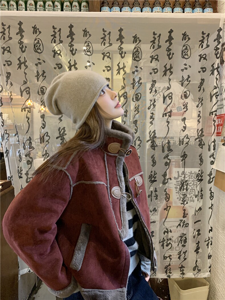 现货 新款安哥拉红皮毛一体外套HW83P170K258图片