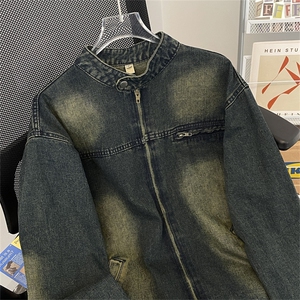 牛仔外套男士春秋季高级感痞帅炸街美式复古水洗做旧宽松休闲夹克图片