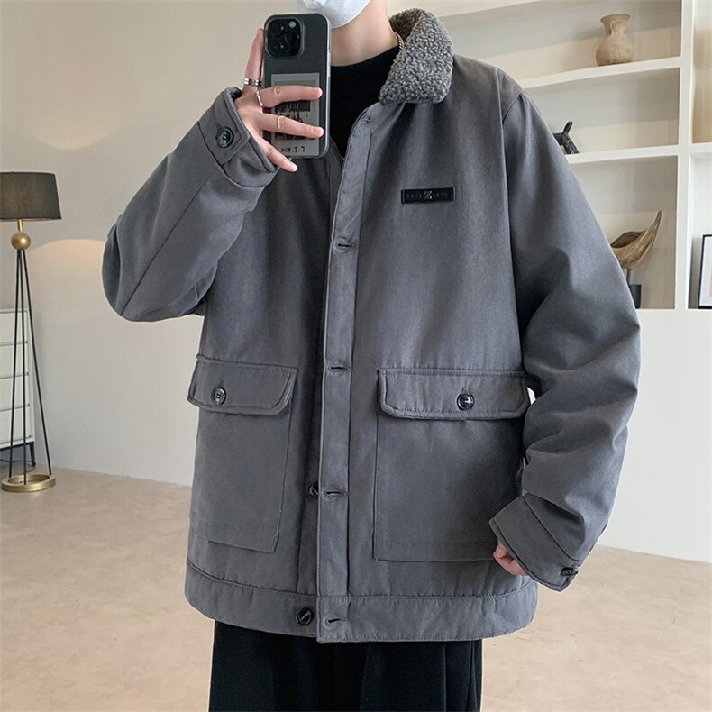 翻领麂皮绒棉衣男士秋冬新款加厚保暖棉服潮流休闲棉袄冬季特P,男装棉衣,星座715-4
