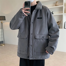 翻领麂皮绒棉衣男士秋冬新款加厚保暖棉服潮流休闲棉袄冬季特P，男装棉衣，星座715-4