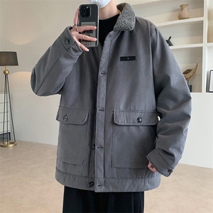 翻领麂皮绒棉衣男士秋冬新款加厚保暖棉服潮流休闲棉袄冬季特P图片