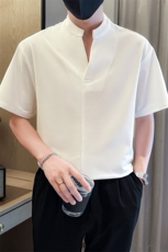 夏男立领纯色衬衫男休闲宽松休闲衬衣小伙A236-82599-P55，男装衬衫，电商A236