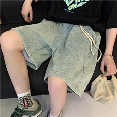 2026春夏新款重磅水洗拼接短裤XZ604-DK101-P45控58，男装牛仔裤，星座604