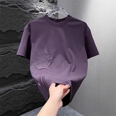 夏季新款时尚复古风刺绣设计短袖T恤男装圆领休闲百搭半袖外穿，男装T恤，电商B212（原钱塘6029）