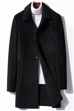 S3816冬季双面呢落肩袖中长款羽绒可脱卸款韩版毛呢外套P420，男装毛呢大衣，电商B360