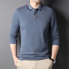 CE720钱塘2020-2中年男士春秋薄款商务休闲简约百搭长袖T恤P55，男装T恤，钱塘207-2