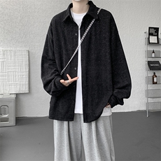 8XL-M人字纹小香风衬衫男生春秋衬衣宽松慵懒垂感外套CS29008P45，男装衬衫，电商B312