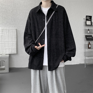 8XL-M人字纹小香风衬衫男生春秋衬衣宽松慵懒垂感外套CS29008P45图片