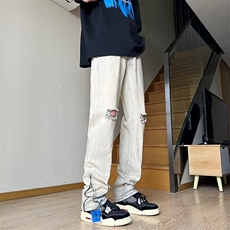 青春流行ins男原宿美式vibe裤子直筒水洗拉链牛仔裤潮C961P48，男装牛仔裤，星座1116-2