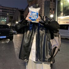 春秋季新款机车皮衣男士帅气宽松外套港风痞帅休闲皮夹克P108-P65，男装夹克，星座1008-2