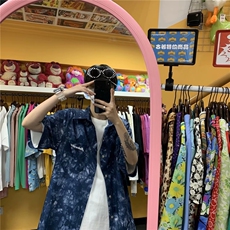 扎染衬衫男ins港风嘻哈潮牌短袖外套CA01P22，男装衬衫，星座1116-2