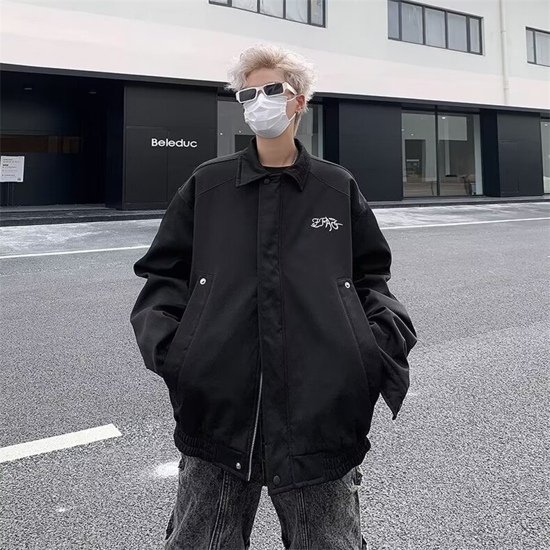 美式复古休闲工装夹克春秋季宽松痞帅男士衣服潮流刺绣高级感外套,男装夹克,星座1210-1