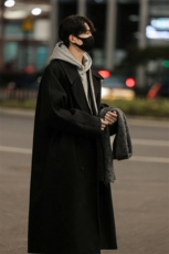 毛呢大衣男中长款秋冬韩系翻领高级感痞帅风衣外套812-F653-P128，男装风衣，星座812