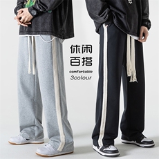 2023春侧边织带直筒拖地裤男无影墙大码编织绳卫裤K23618-P35，男装休闲裤，电商A082