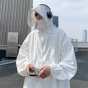 港风大码日系复古纯色连帽薄款防晒衣男潮 XZ213-JKFS01-P55控78图片
