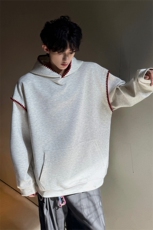 WY10155-特P48控88新款连帽贝壳绣花麦穗提花大码男宽松情侣卫衣，男装卫衣，电商A059
