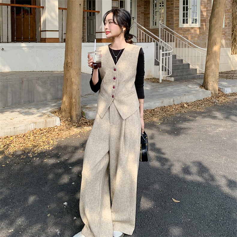 时尚套装显瘦秋冬休闲秋季针织背带裤套装西装春秋牛仔直筒外穿,女装套装/套裙,2C095