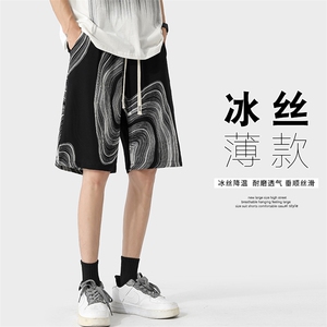 特批P20无差价夏凉感休闲垂感冰丝透气五分裤男速干沙滩短裤DK86图片