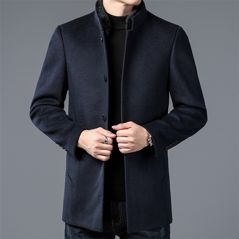 DZ921577钱塘2020-3中年男士冬季厚款商务休闲简约毛呢大衣P350,男装毛呢大衣,钱塘207-3