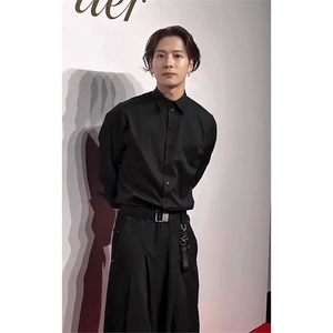 抖音得物品质二开 26春装中性风冰丝休闲长袖衬衣垂感宽松上衣W88图片