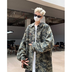 美式复古绿迷彩衬衫设计感高级短款外套潮牌欧美街头男装C4554，男装衬衫，星座1116A-1（原606A）