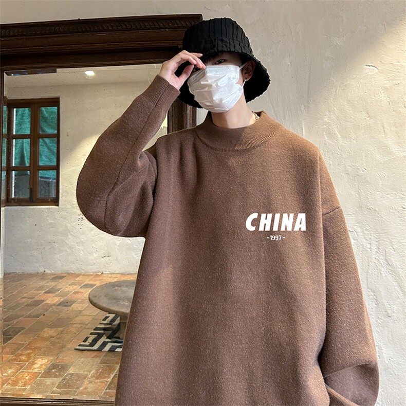 控68半高领毛衣男士大码针织衫男毛线衣男M18248-P45加绒款-P65,男装针织衫/毛衣,电商A040