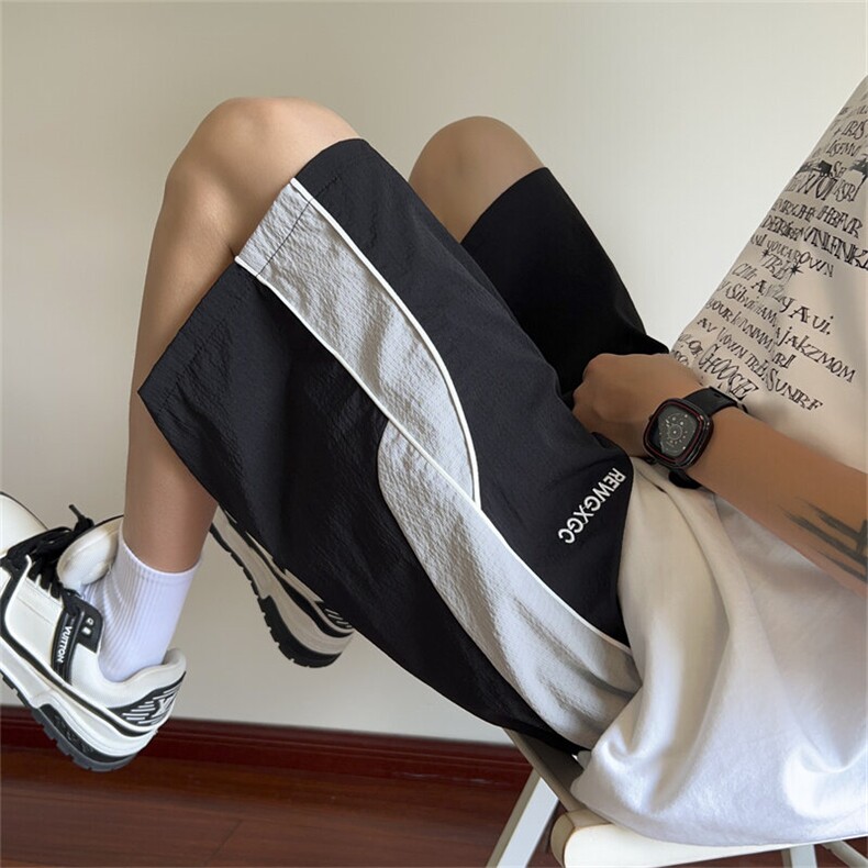 K1022特批27现货夏季防水拼接冲锋裤短裤男直筒五分裤潮,男装牛仔裤,电商B369（原A024）