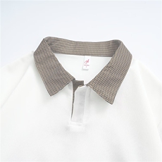 千鸟格拼接短袖polo衫男女夏季美式高街翻领t恤cleanfit正肩半袖，男装T恤，星座601-1