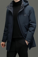 加绒加厚白鸭绒羽绒服男中长款2024冬季新款狐狸毛领保暖男士上装，男装羽绒服，电商B212（原钱塘6029）