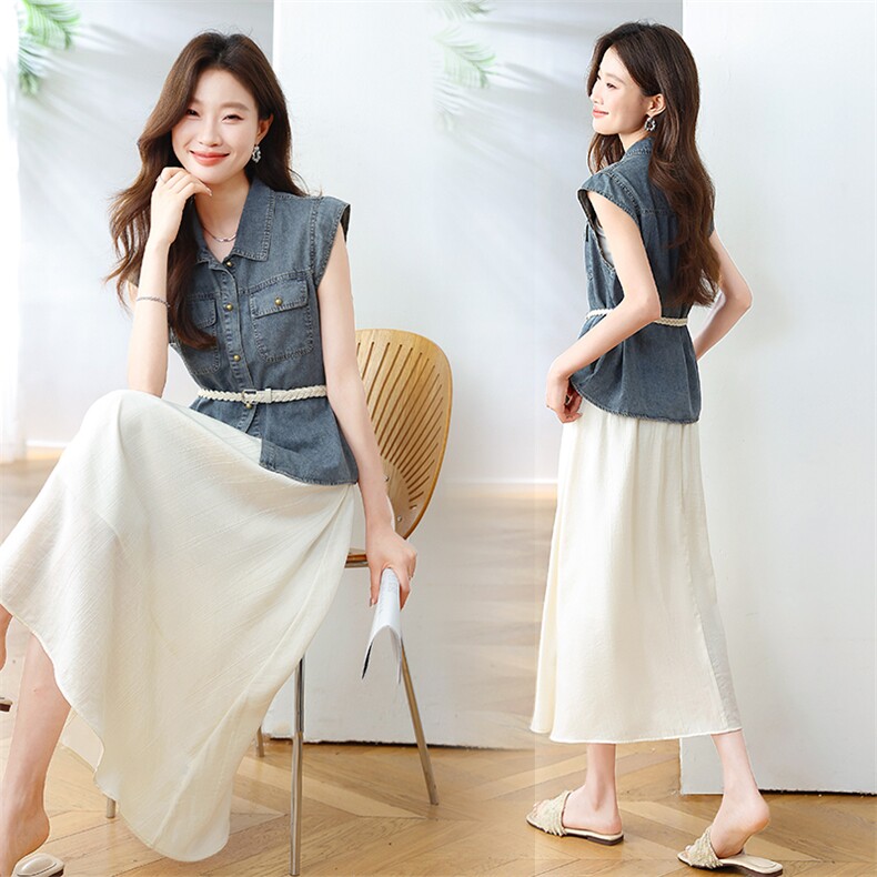 尚套装2025夏季女装牛仔上衣气质半身裙女两件套裙OU6793中年妈妈，女装套装/套裙，星宇服饰
