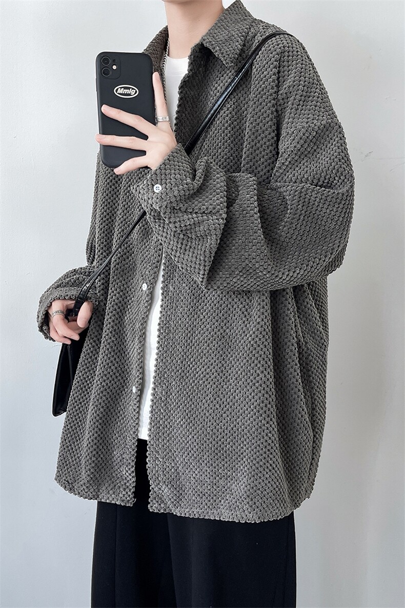 现货菠萝绒厚款长袖衬衫男KD555-P50,男装衬衫,电商D312-1