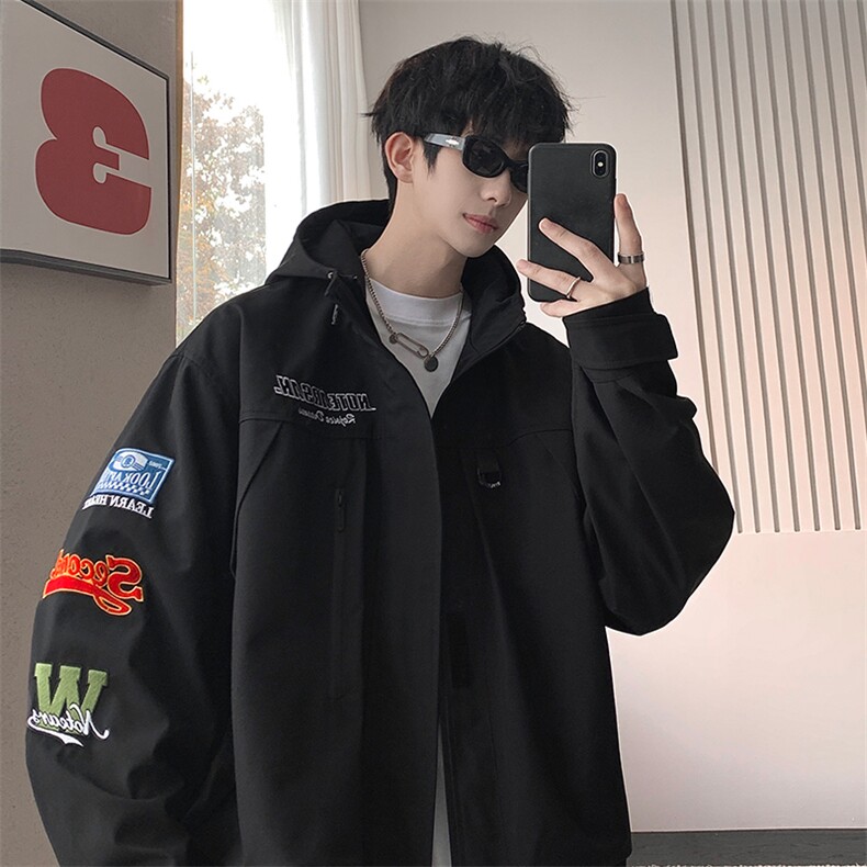 春季新款美式户外情侣冲锋衣机能刺绣外套夹克JK02318-P100控128,男装夹克,星座308B-2