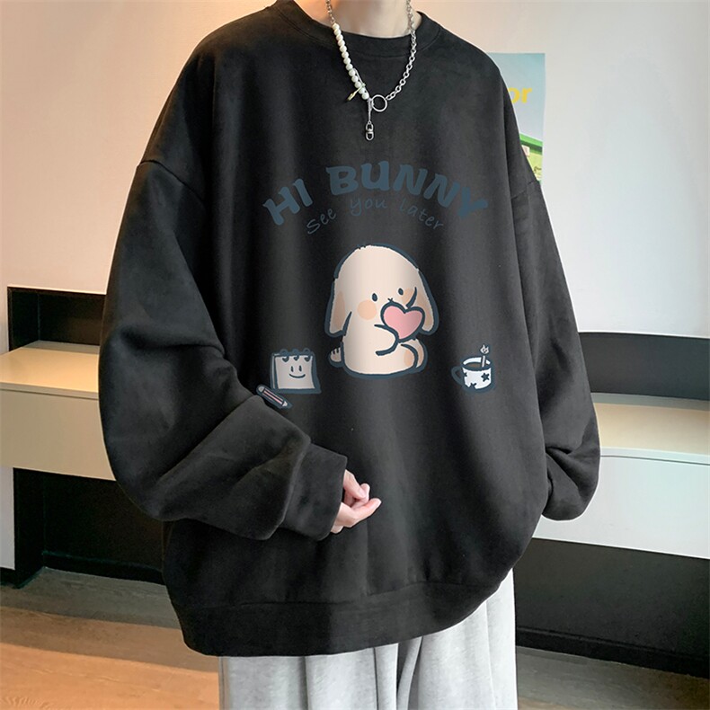 麂皮绒卫衣男大码重磅长袖t恤男JW81314-P35加绒款P45,男装卫衣,电商A040