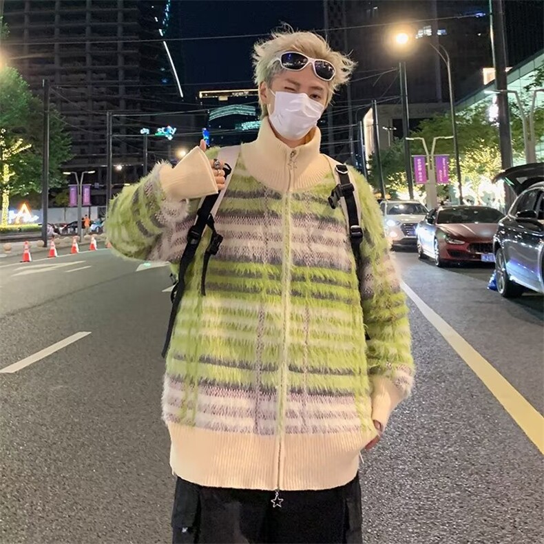 美式复古撞色仿貂绒毛衣男宽松慵懒风情侣加厚保暖AM603-P73,男装针织衫/毛衣,星座1109-3