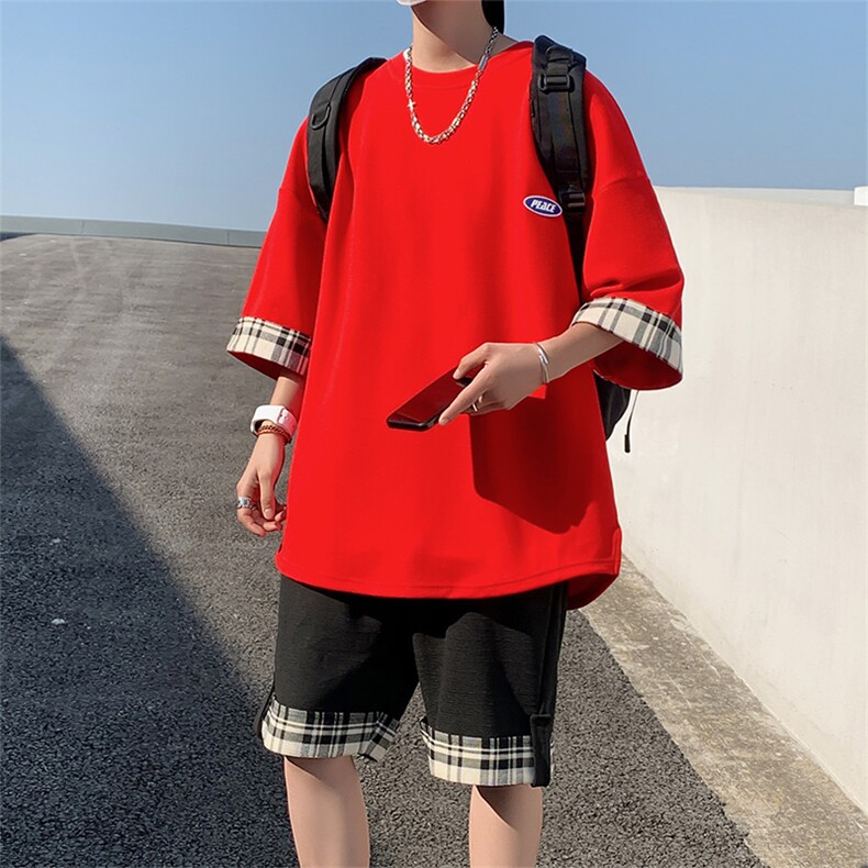 港风夏季潮牌短袖短裤套装TZ369P60,男装牛仔裤,电商A309