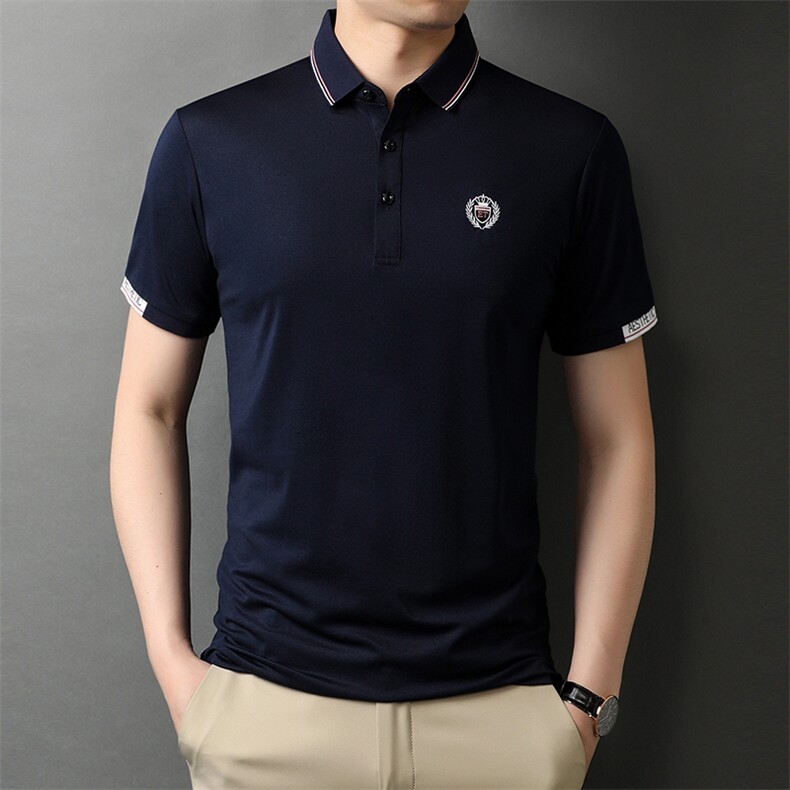 短袖t恤男翻领POLO打底衫夏季新款纯色修身有领半袖衫韩版潮流图片
