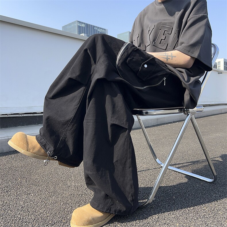 美式复古大口袋纯棉工装裤男女春季抽绳拖地裤子潮牌阔腿休闲裤子,男装休闲裤,星座410-6（原星座1304-1）