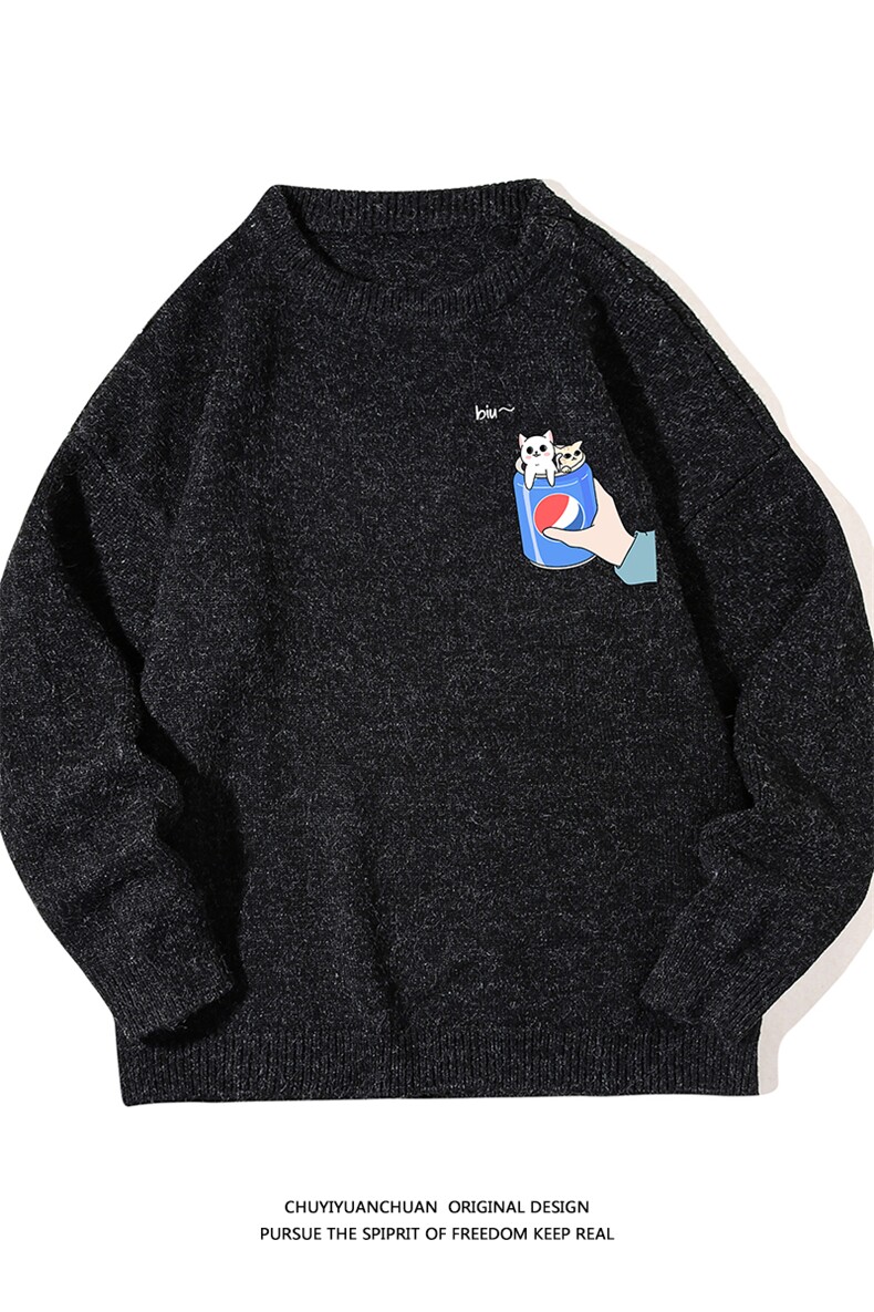 加厚加绒毛衣男大码毛线衣男针织衫M19262-P45加绒款-P65白底,男装针织衫/毛衣,电商A040A