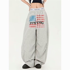 美式字母印花新款运动卫裤男女慵懒风阔腿休闲裤秋季LK26422-P48，男装休闲裤，星座1008