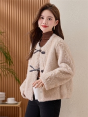 2025秋冬季新款小香风皮毛一体短款毛毛外套女年轻款貂绒皮草，女装皮草，涵誉
