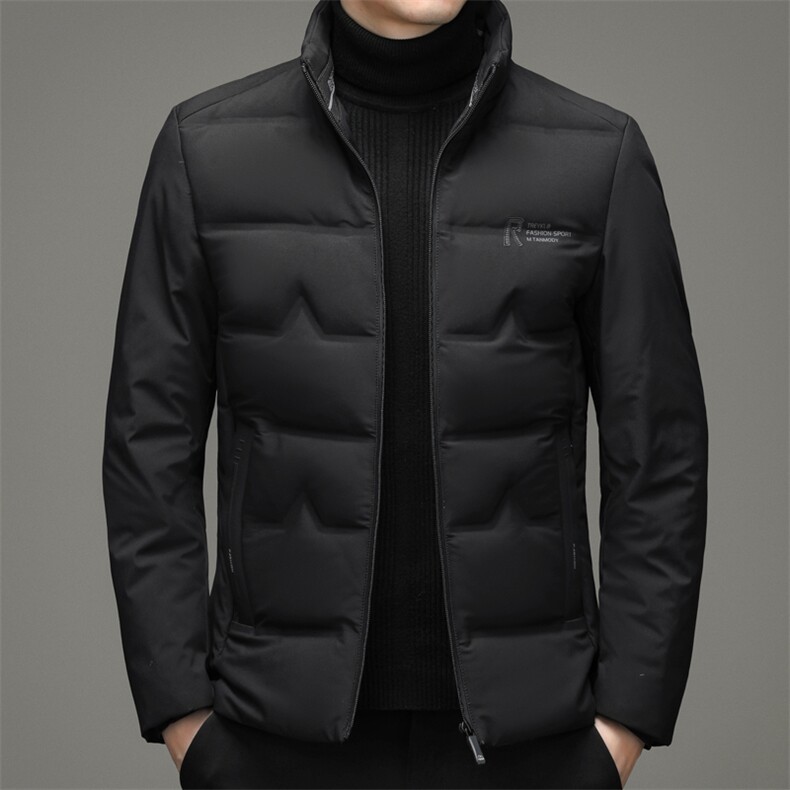 白鸭绒羽绒服男中长款羽绒服冬季中年男休闲立领外套ZL6701-P210,男装羽绒服,电商B212（原钱塘6029）